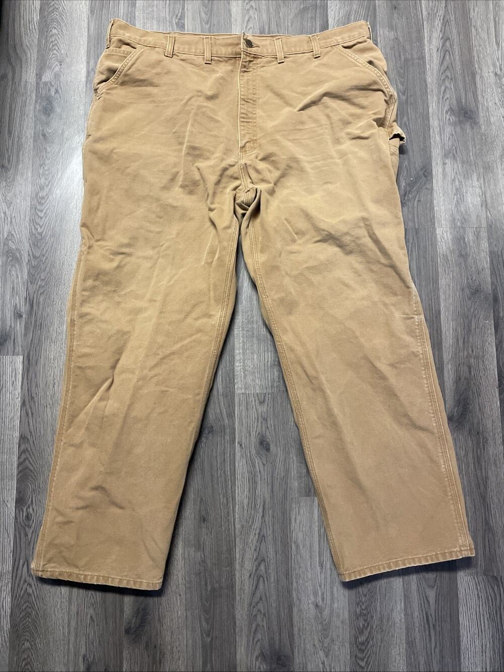Carhartt Pants Mens 42x32* Tan Canvas Carpenter Loose Hammer Loop Workwear
